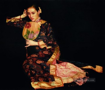 Mohnblumen 1991 Chinesisches Mädchen Ölgemälde